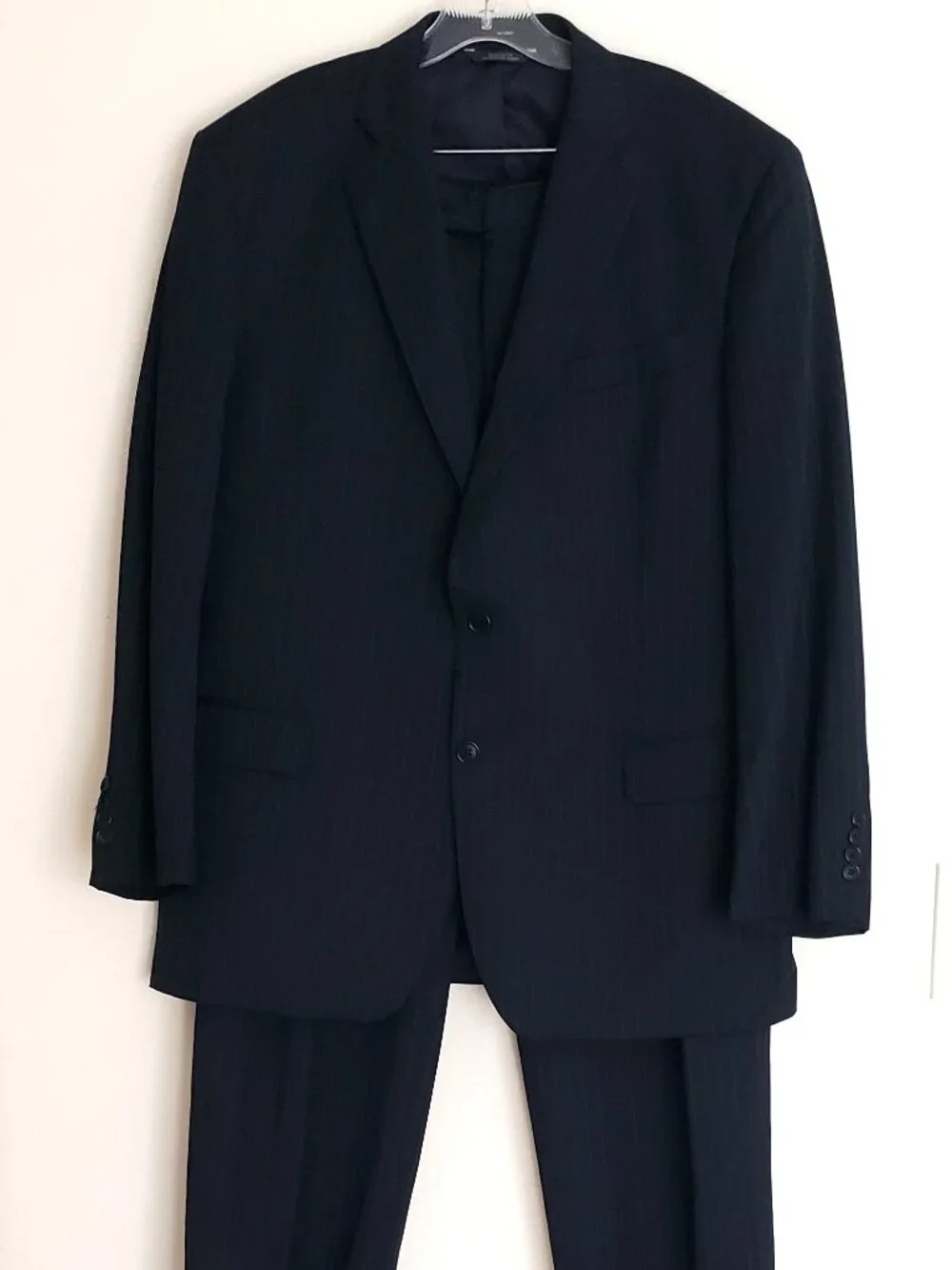 Brooks Brothers Trabaldo Togna 46R 1818 Madison Navy Striped Wool Suit USA 41x29